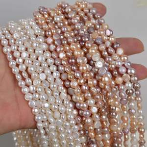 5-6mm Zhuji Pink Freshwater <b>Pearls</b> Stock Irregular Shaped Beads Horizontal Holes Two-Sided Light Natural for DIY <b>Loose</b> Jewelry - Product Image 1