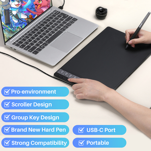 Tablette graphique numérique sans papier Huion <span class=keywords><strong>Inspiroy</strong></span> 2 H1061P avec molette de défilement, 8 touches personnalisables, tablette de dessin noire pour designer - Product Image 2