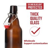 Benutzer definierte 12 Unzen 330ml Rechteckige Braun glas Bierflaschen Hand Pull Clear Empty Cork Schwarz Silber Seide Druck für Tequila
