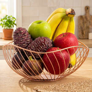 Wire Fruit <b>Basket</b> <b>Round</b> Kitchen <b>Storage</b> Container 21x14x8cm Minimalist Durable Metal Bowl for Food Display - Product Image 4