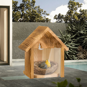 Baño para Pájaros de Madera Decorativo Vintage para Jardín, Estaca para Exteriores - Decoración de Jardín Antigua con Forma de Hoja, Comedero para Pájaros Colgante - Product Image 3
