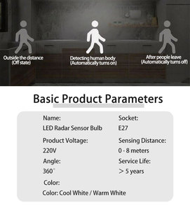Chất lượng cao <span class=keywords><strong>LED</strong></span> Radar cảm biến chuyển động Bóng đèn điều khiển ánh sáng cảm biến <span class=keywords><strong>LED</strong></span> bóng đèn <span class=keywords><strong>E27</strong></span> 9 wát <span class=keywords><strong>LED</strong></span> bóng đèn với biểu tượng tùy chỉnh - Product Image 4