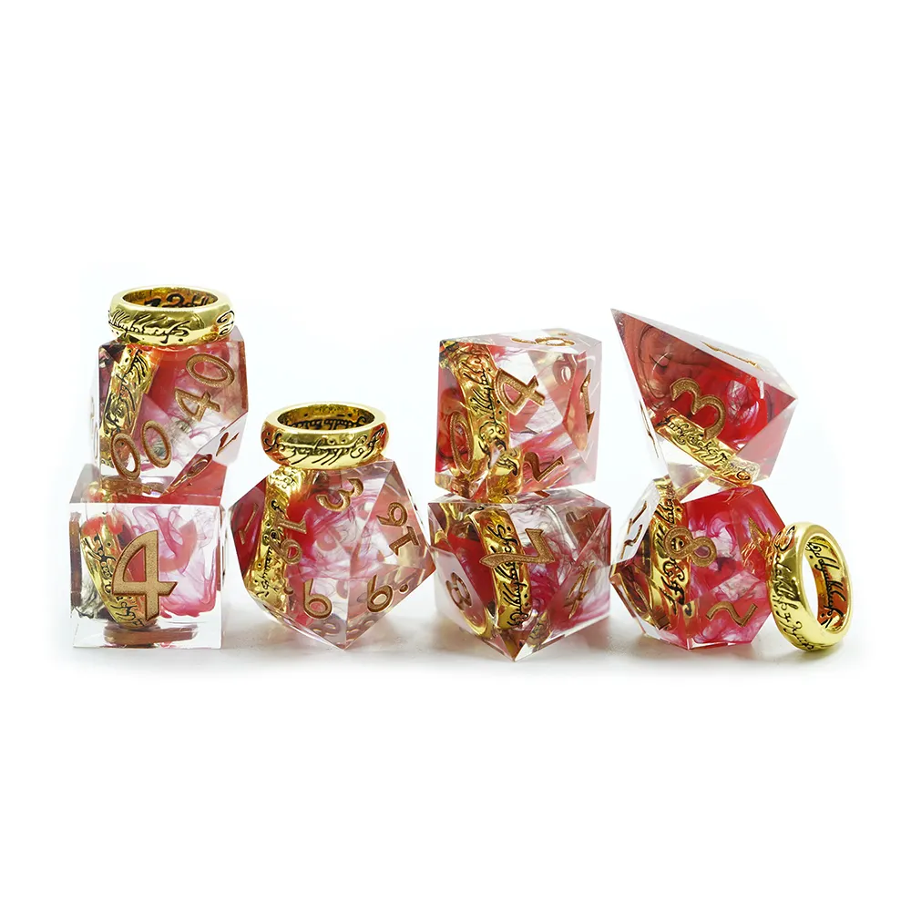 Transparent Resin Dnd Dice Like Rainbow Of Different Colour And Size Ring Inside Red Dice Set Polyhedral