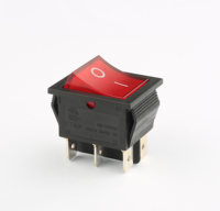 16A KCD2 Interrupteur à bascule illuminé rouge Interrupteur noir avec lumière LED