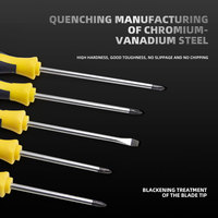 Tournevis de massage multifonctionnel classique jaune Riley en acier au chrome-vanadium de qualité industrielle, longueurs de 4'' à 12'', OEM/ODM