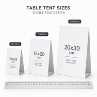 Cartes de table en acrylique mat personnalisées avec impression numérique, design pliable pour une utilisation promotionnelle dans les magasins, les hôtels, les expositions et la vente en gros