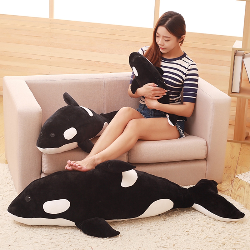juguete de ballena negra de peluche lindo y seguro, perfecto para