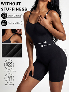 En gros Body gainant côtelé sans couture pour femme, effet ventre plat, amincissant la taille et rehausseur de fesses - Product Image 3