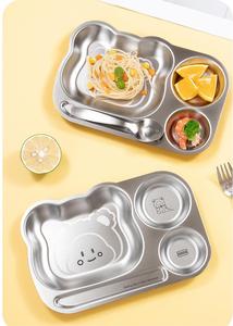 Conjunto de Louça de Metal em Forma de Animal de Desenho Animado, Prato de Aço Inoxidável 304 para Jantar em Creche Infantil - Product Image 6