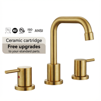 Robinet de lavabo de salle de bain Health UPC 8 pouces, mélangeur d'eau froide et chaude, robinet moderne haut de gamme en zinc doré, 2 poignées, 3 trous