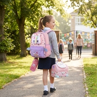 Ensemble de sac à dos scolaire, sac à lunch et trousse à crayons imperméables à l'eau, super mignons, style dessin animé, pour enfants
