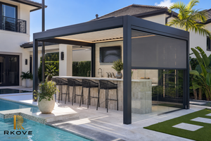 Pérgola Independiente de Aluminio RKOVE RK-C2 5x6m con Paneles de Vidrio Híbrido, 1 Pantalla ZIP y LED Cálido, Lujo para Patio Trasero y Piscina - Product Image 5