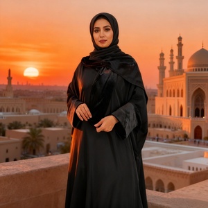 2025 New Muslim Closed Abaya - Nida Fabric with Velvet Cuff & Back Button, Comes with <b>Matching</b> Hijab for Daily/Prayer 6889# - Product Image 2