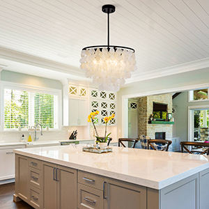 Home Decorative Modern Living Room Hotel Circle Hanging Pendant <b>Light</b> New Design E12 <b>shell</b> chandelier - Product Image 6