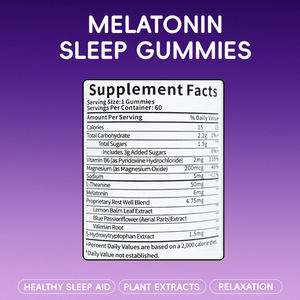 Gummies pour le sommeil véganes pour adultes OEM 10 mg avec 6 mg de mélatonine, créatine, <span class=keywords><strong>magnésium</strong></span>, gummies pour le sommeil à la mélatonine et aux plantes, vente en gros - Product Image 2