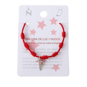 Cavigliera con Nodo a Sette Stelle in Acciaio Inossidabile, Corda Rossa, Amuleto Protettivo per Donna, Gioielli alla Moda - Product Image 2