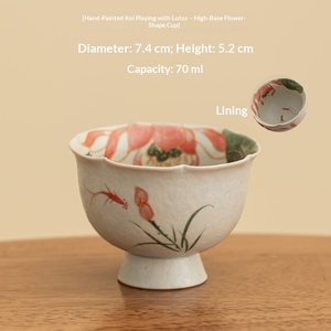 Caramel Hand-painted Drama Lotus Cup Ceramic Household Tea Tasting Cup Kung Fu Tea Set Tea Cup Gold Painting Coarse Pottery - Product Image 6