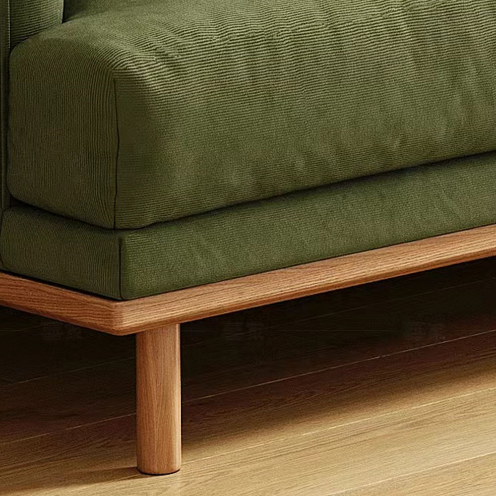 Leisure Green Velvet Living Room  Sofa  Velour Modern Three Seats Couch Settee With Wooden Legs