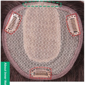 Phụ nữ tự nhiên lượn sóng tóc con người Topper phần giữa silktop liền mạch hairpiece toupee mô phỏng xoăn Clip <span class=keywords><strong>Top</strong></span> lụa cơ sở đóng cửa - Product Image 4