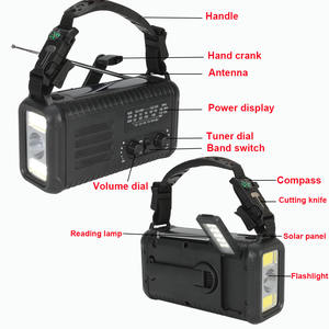 Radio LED portátil de 20000mAh con energía Solar, manivela USB, alarma SOS, banda Meteorológica de emergencia, fuente de alimentación de CA AM FM WB, Mini pantalla - Product Image 2