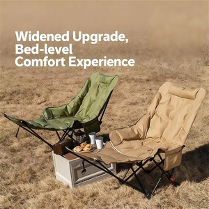 Chaise de jardin pliable en tissu Oxford avec repose-jambes rembourré pour usage extérieur, couleurs beige et vert, style décontracté et contemporain - Product Image 5