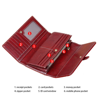 Dompet Kartu Kulit Sapi Asli Wanita Mewah, Dompet Uang Koin RFID untuk Wanita, Dompet Panjang Kulit Wanita, Tas Clutch Wanita