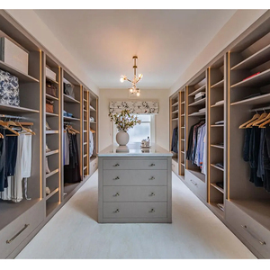 Armoire-penderie en forme de U en bois stratifié mélaminé chêne blanc pour chambre principale - Product Image 4