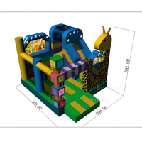 Château gonflable commercial à thème animalier avec toboggan intégré pour enfants