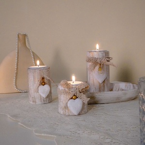 Juego de Portavelas de Madera con Forma de Corazón Estilo Antiguo <span class=keywords><strong>Wang</strong></span> <span class=keywords><strong>Sheng</strong></span>, Decoración de Aromaterapia, Portavelas para Velas de Té, Varios Tamaños - Product Image 3