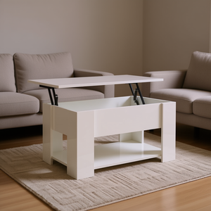 Tavolino da Caffè Moderno Estensibile Bianco Lucido 31.1x19.3x16.1 in Legno Ingegnerizzato per Soggiorno - Product Image 2