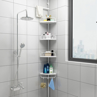 Étagère de douche d'angle réglable sur pied, télescopique, en plastique, personnalisable pour fournisseurs