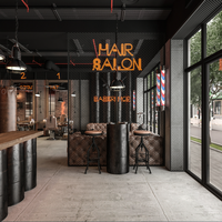 Aménagement Intérieur de Salon de Coiffure, Mobilier Personnalisé pour Toute la Pièce, Rénovation de Salon de Toilettage Masculin, Décoration de Salon de Barbier