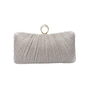 High Fashion Square Polyester Glitter Pleats <b>Clutch</b> Bag Socialite Party Send Rival Dinner Bridal Bag - Product Image 6