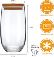 Ensemble de 6 verres Highball, gobelets à boisson en verre, gobelets en verre d'eau de 16 0Z de hauteur avec pailles et couvercles en bambou