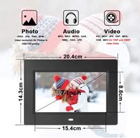 Harga Pabrik Grosir Bingkai Foto Digital 7" Dapat Dipasang di Dinding, Layar HD, Slot SD USB, Bingkai Akrilik, MP3, Untuk Penggunaan Dalam Ruangan