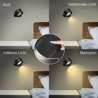 Lampe murale d'angle multifonctionnelle moderne à LED avec support magnétique, tactile, à intensité variable, rechargeable sur batterie, pour lecture