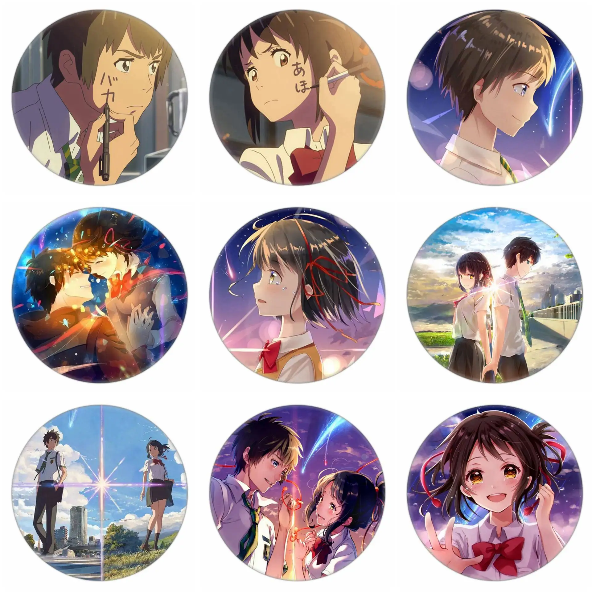 Wholesale blank metal tin tinplate pin 25mm 32mm 37mm 44mm 58mm 65mm cute anime promotional custom button badge with magnet