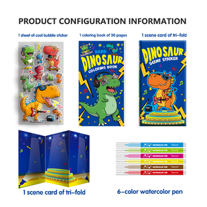 KEYBABY <span class=keywords><strong>Livre</strong></span> de coloriage pour enfants et tableau magnétique à dessin <span class=keywords><strong>dinosaure</strong></span> avec stylo et autocollants, jouet de peinture pour enfants, échantillon gratuit - Product Image 6
