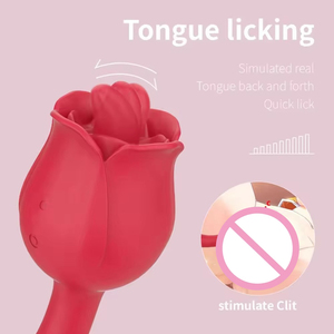 2-in-1 Rose Tongue <b>Vibrator</b> with 9 Frequencies IPX7 Waterproof & USB Charging-G-Spot Clitoral Stimulator for Female Masturbation - Product Image 6