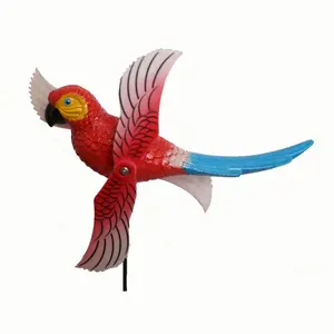 Wholesale Garden Ornaments Decoration Plastic Parrot Fan Stake Garden Decor For Outdoor Accessories