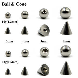 20 pièces/lot Accessoires de vis en acier inoxydable pour bijoux corporels : boules, cônes, pour <span class=keywords><strong>piercings</strong></span> de lèvres, de mamelons, de langue, de sourcils et de remplacement - Product Image 1