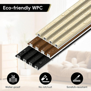 Panneaux muraux <span class=keywords><strong>en</strong></span> WPC rainurés 3D imperméables, imitation <span class=keywords><strong>bois</strong></span>, creux, pour décoration intérieure, revêtement <span class=keywords><strong>en</strong></span> PVC, panneau composite <span class=keywords><strong>bois</strong></span>-<span class=keywords><strong>plastique</strong></span> - Product Image 2