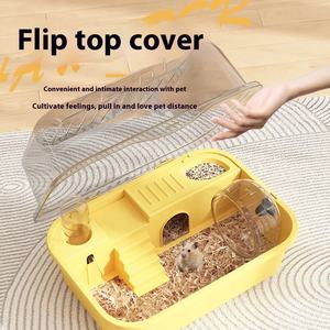 Gabbia Portatile di Lusso per Criceti Dorati Ampio Spazio con Lucernario in Acrilico Forniture per Animali Domestici all'Ingrosso Vassoio in Plastica Ecologica - Product Image 2