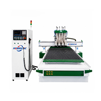 Jinan Mosencnc Router CNC 1325 de Múltiples Cabezales y Husillos Múltiples, Máquina de Grabado de Madera de Alta Velocidad con Mesa de Vacío y Motor para Pantallas de Muebles