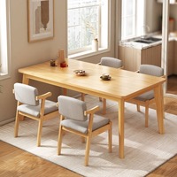 Table à manger en bois massif de style nordique moderne pour 6 personnes, chaises en bois, meubles pour la maison, restaurant, appartement, ensemble de table en bois