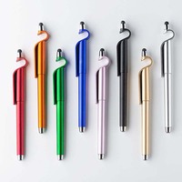 Gran oferta promocional OEM logotipo personalizado 0,5mm bolígrafos de gel de plástico soporte para teléfono móvil bolígrafo para escritura suave