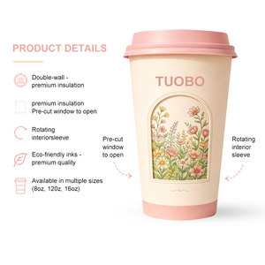 Gobelets en carton personnalisés avec logo de marque, creux et rotatifs, jetables, roses, à double paroi, pour <span class=keywords><strong>café</strong></span> - Product Image 2