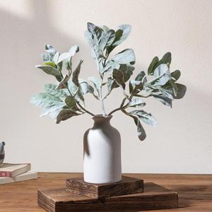 Feuilles artificielles floquées en forme d'oreilles de lapin, chrysanthème argenté à tige unique, style nordique, décoration d'intérieur, fleur pour vase, 10cm-30cm - Product Image 1