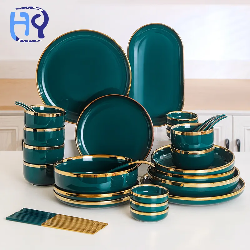 HY Set Sumpit Mangkuk Keramik Rumah Tangga, Set Peralatan Makan Keramik Nordik