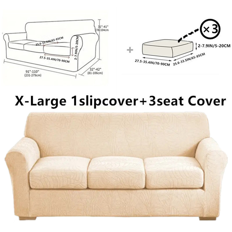 Beige-X-Large -1 funda + 3 funda de asiento